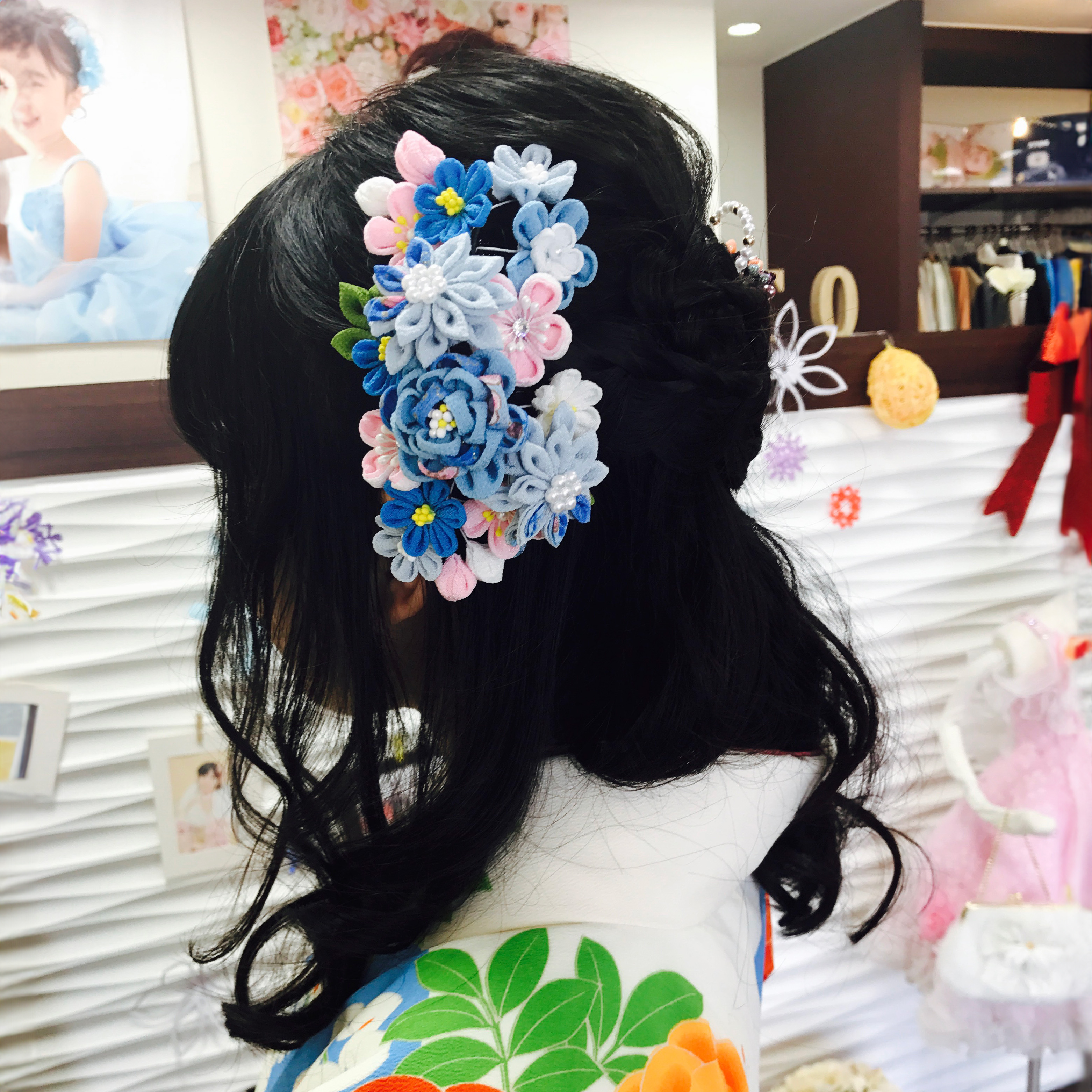 卒業式の写真:袴・つまみ細工の髪飾り